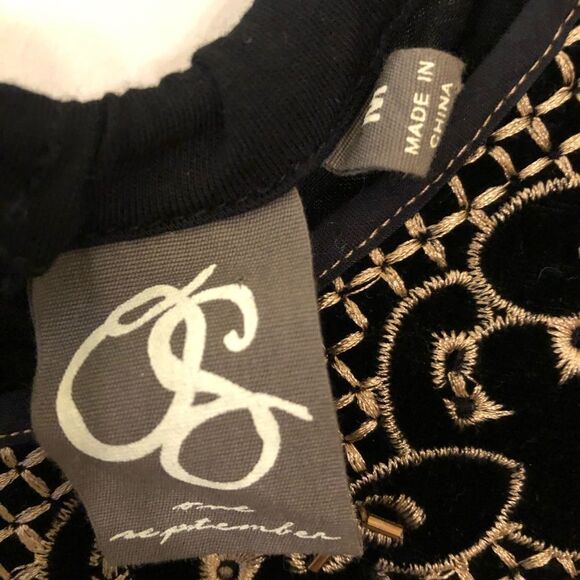 Anthropologie “One September” Black Gold Top - Picture 6 of 7